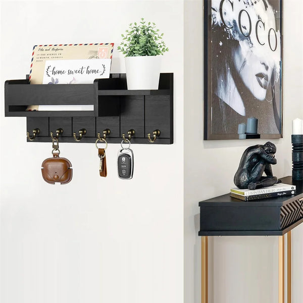 Rustic Key and Mail Shelf